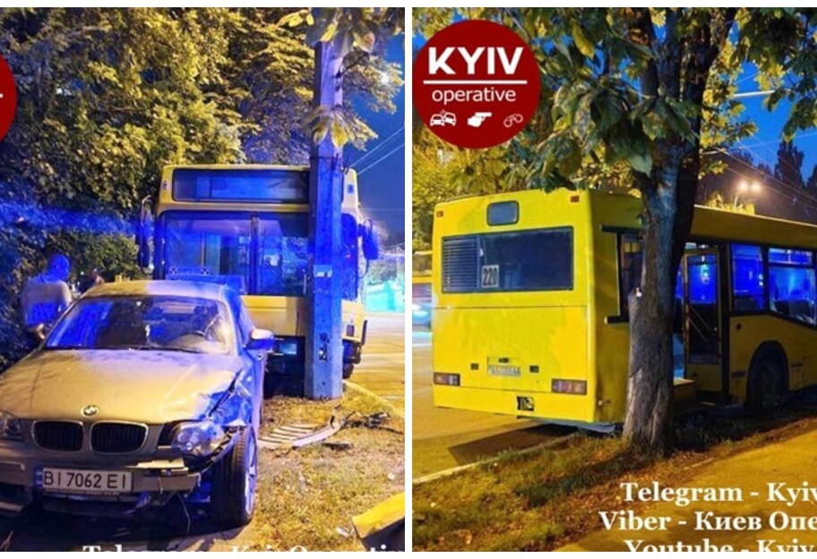 В Киеве неуправляемый автобус протаранил BMW - фото - фото 1