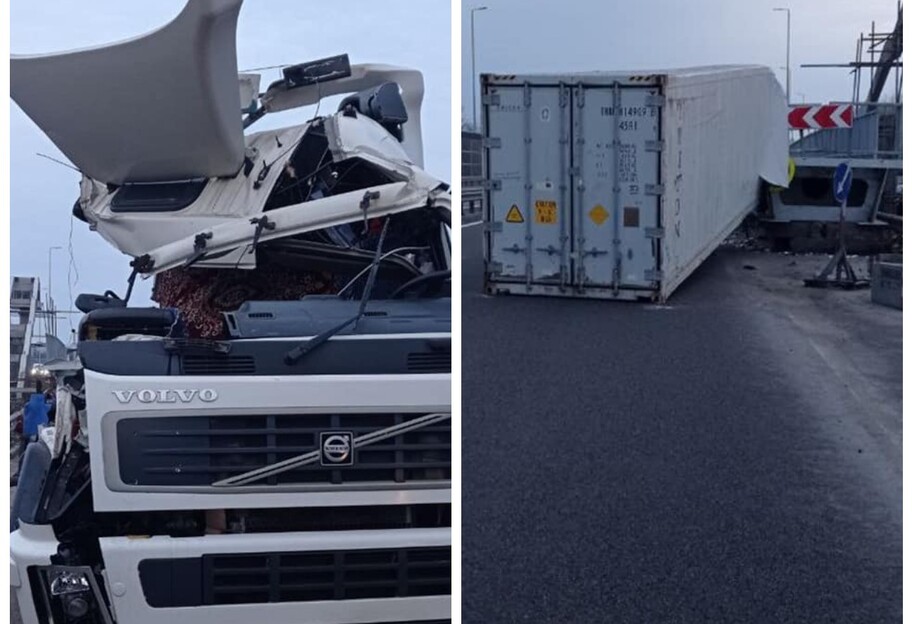 ДТП на Одесской трассе - водитель грузовика уснул и врезался в мост - фото, видео - фото 1