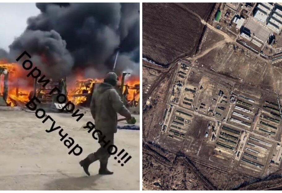 Пожар в России - возле границы Украины горит военный лагерь Богучар - фото 1