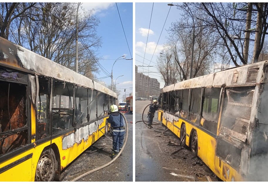 Автобус в Киеве сгорел полностью за считанные минуты - видео - фото 1