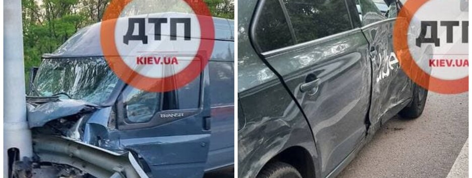 У Києві водій на швидкості протаранив стовп, є постраждалі (фото)