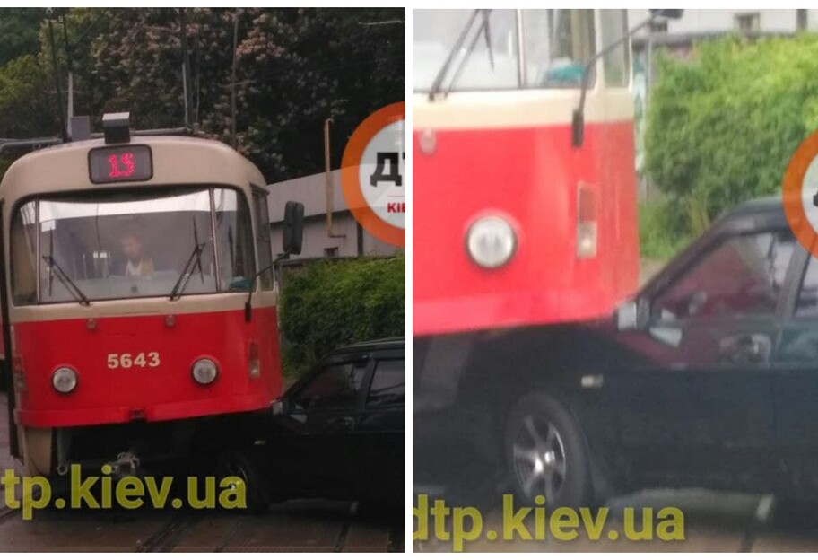 ДТП в Киеве - легковушка протаранила трамвай - фото, видео - фото 1