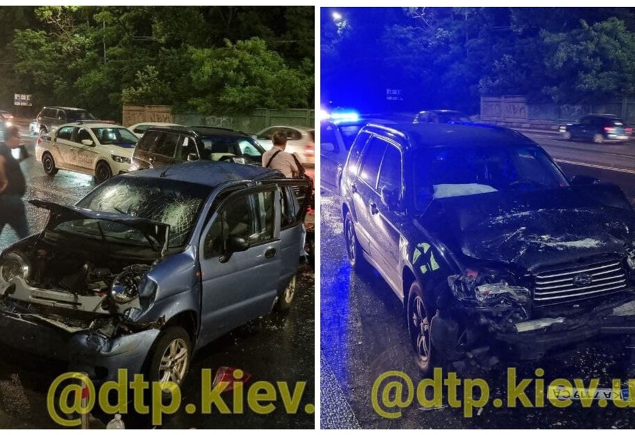 ДТП в Киеве - на Дружбы народов Subaru протаранил три автомобиля - фото - фото 1