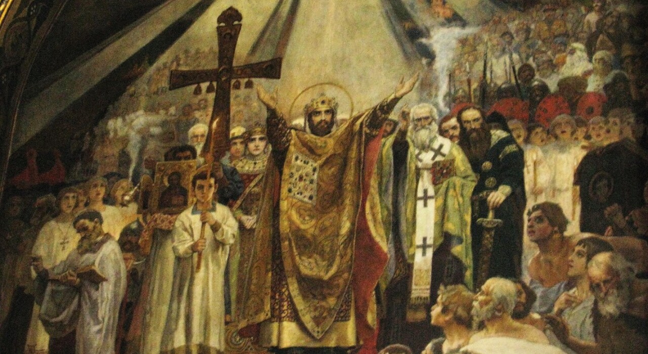 Крещение владимира васнецов. Константинополь связан с крещением руси. Константинополь связан с крещением руси. Крещение руси 988. Крещение руси рисунок.