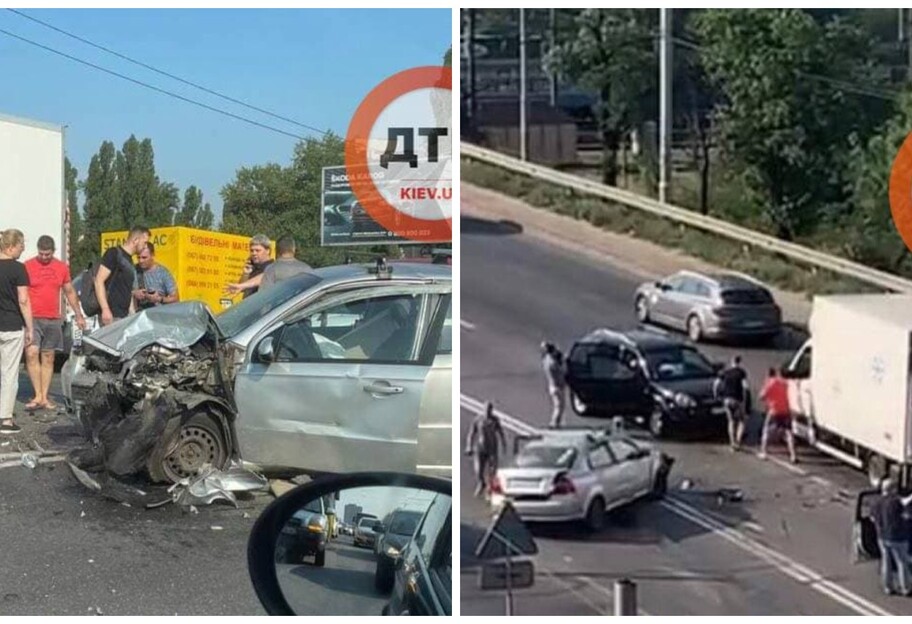 ДТП на Харківському шосе паралізувала вулицю - зіткнулися три авто - фото - фото 1