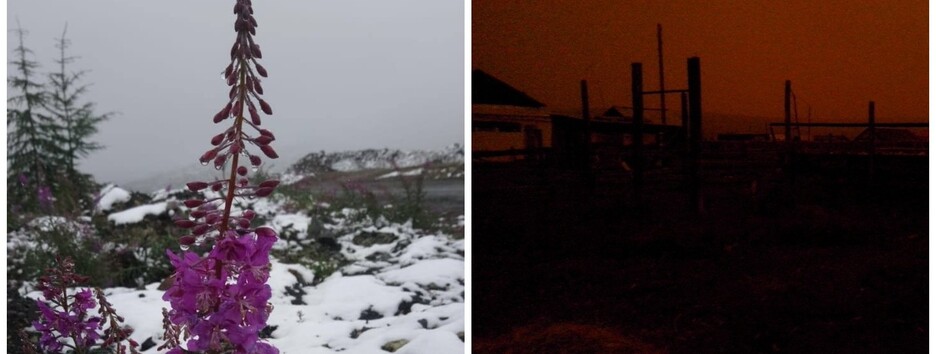 Катаклізми у Росії: знову випав сніг, а день став ніччю від пожеж (фото)