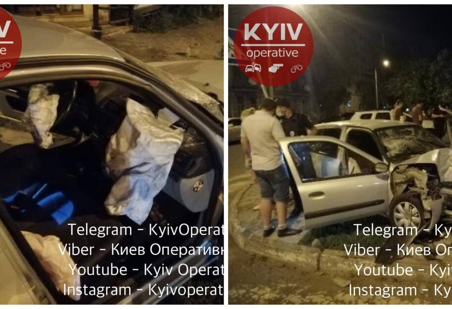В Киеве на Подоле пьяный водитель врезался в столб - фото - фото 1