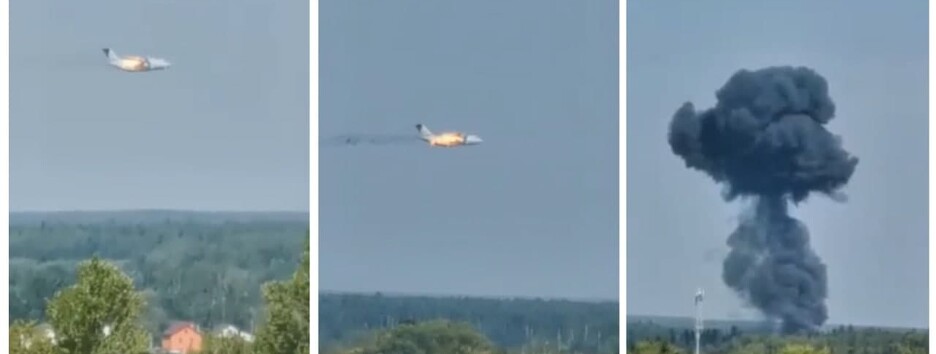 У Росії впав військовий Іл-112: очевидець зняв падіння палаючого літака