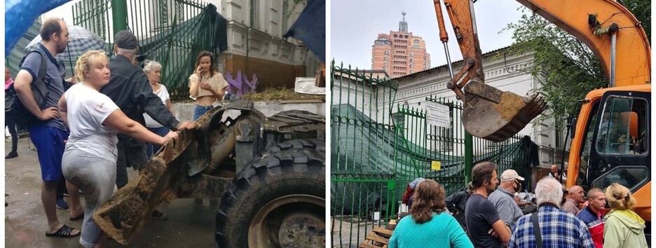 В Киеве хотят снести 130-летнюю усадьбу: возмущенные люди блокируют технику
