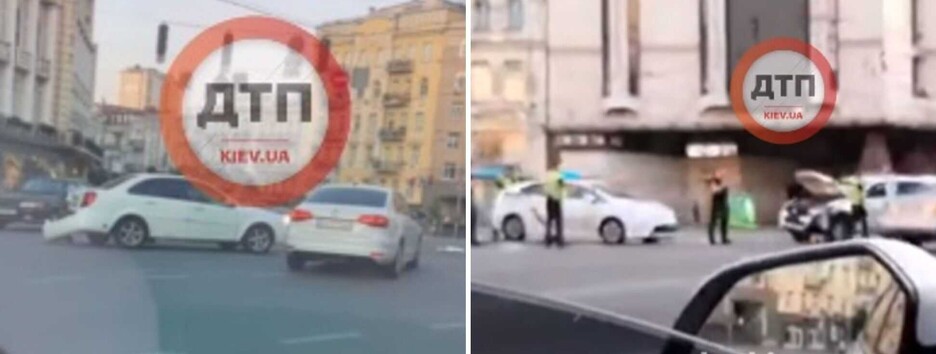 Полицейский в Киеве не остановился на красный и на скорости протаранил легковушку