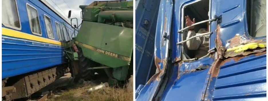 Пассажирский поезд Бахмут-Львов врезался в комбайн: фото и детали