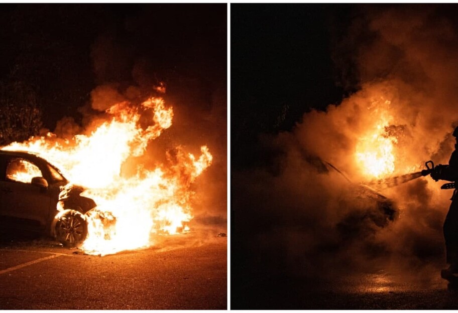 Пожар на парковке в Киеве - сгорело три авто, фото и видео - фото 1