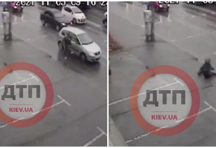 Автомобиль сбил девушку на пешеходном переходе в Киеве - видео - фото 1