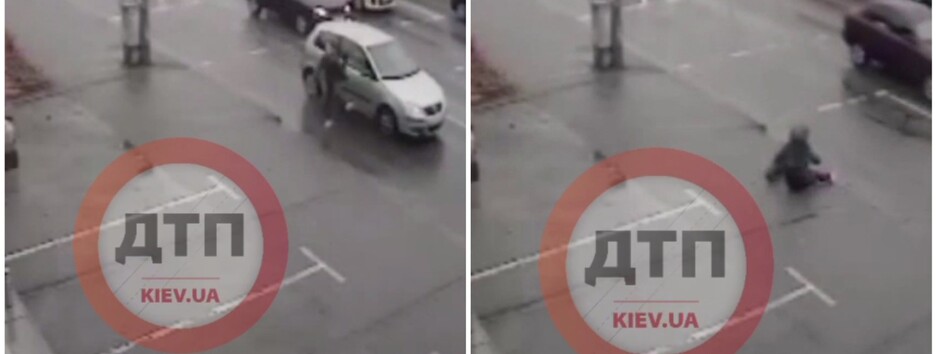 В Киеве камера сняла, как машина сбила девушку и не остановилась (видео)