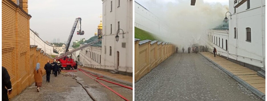Пожежа у Київській Лаврі: один з постраждалих стрибнув у вікно (фото)