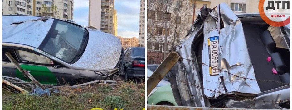 У Києві таксист вилетів з дороги та приземлився на припарковані авто (фото)