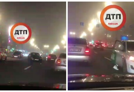 Очередное ДТП с такси в Киеве: три авто разбросало по дороге (видео)