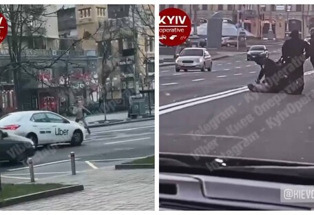 Сів у таксі на ходу: у центрі Києва затримали неадеквата (відео)