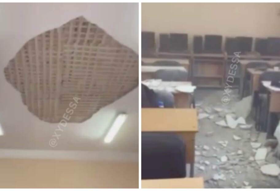 В Одессе во время урока на детей обвалился потолок - видео - фото 1
