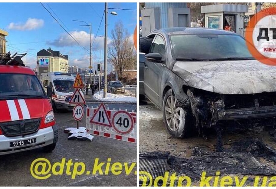 В Киеве загорелся автомобиль полицейского - видео - фото 1