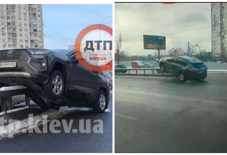 Перепутала педали: в Киеве женщина-водитель заехала на отбойник (фото, видео)