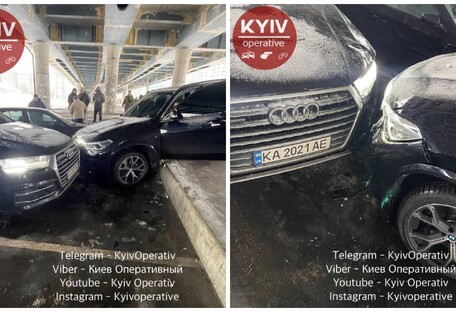 Водитель нажала не ту педаль: в Киеве BMW протаранил две машины (фото)