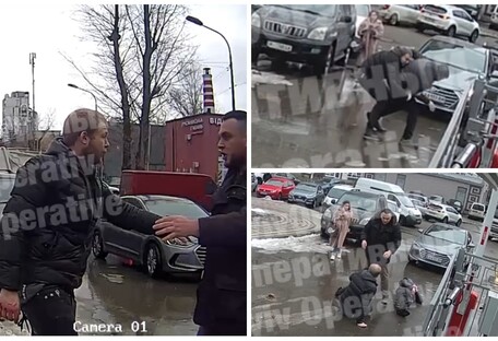 В Киеве водитель джипа так избил пешехода, что тот не мог встать: видео драки