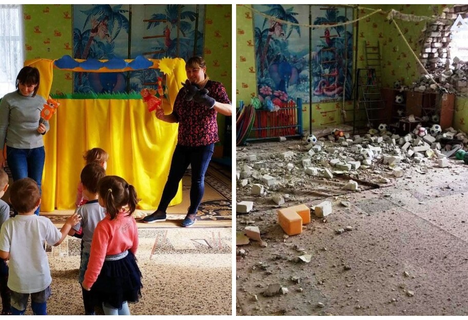 Детский сад в Станице Луганской до и после обстрела - фото - фото 1