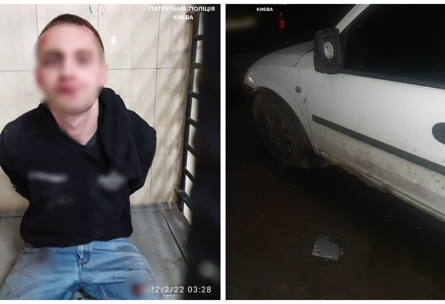 Наркоман в Соломенском районе Киева побил машины на парковке - фото - фото 1