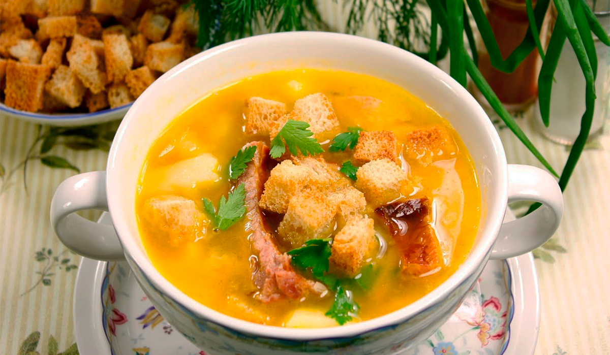 Гороховый суп с копченостями. фото-видео рецепт