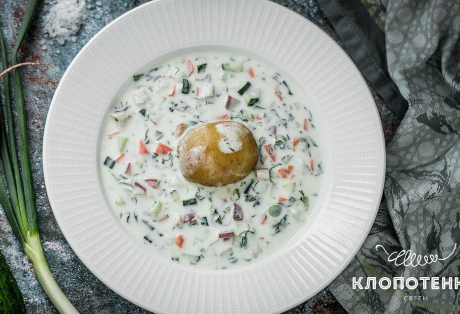 Холодный суп на йогурте с овощами - пошаговый рецепт блюда от Клопотенко - фото 1