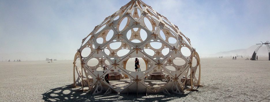 Фестиваль Burning Man: розовые фламинго и зеленые человечки