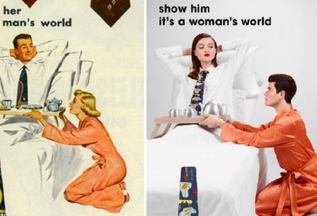 Фотограф меняет ролями женщин и мужчин в винтажной рекламе 50-х годов