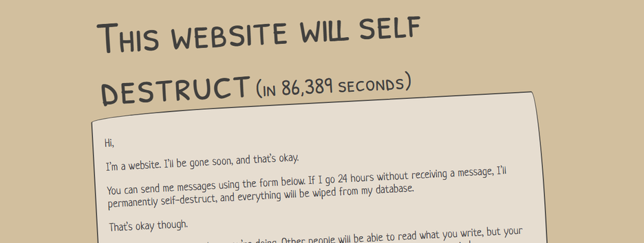 Появился сайт, который уничтожит себя, если ему перестанут писать - фото