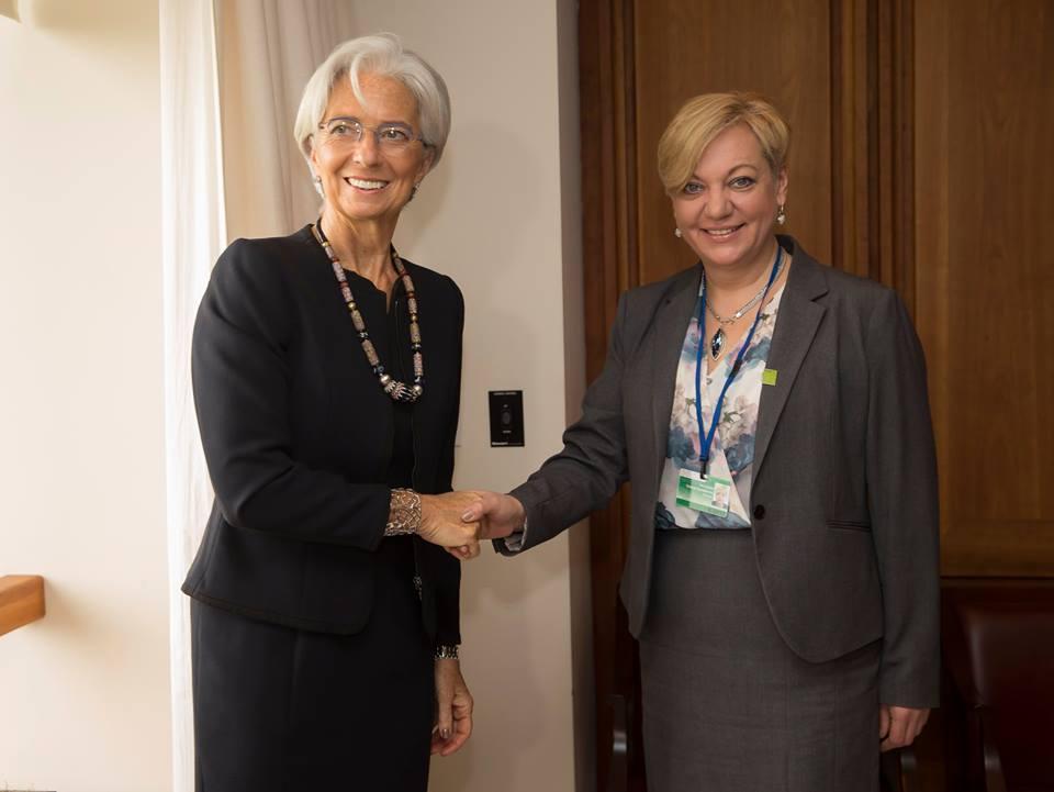 Глава МВФ Кристин Лагард и глава НБУ Валерия Гонтарева. Фото НБУ