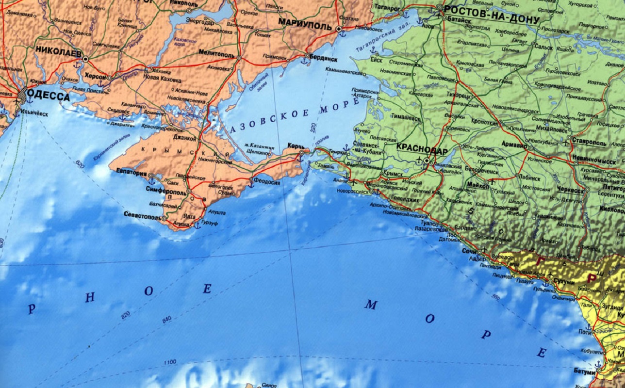 Карта Черноморского побережья Краснодарского края и Крыма